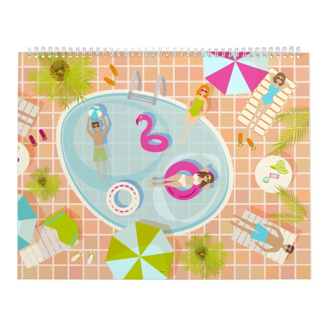 Bikini girls and guys playing swimming pool game calendar (Cover)