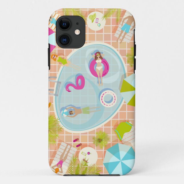 Bikini girls and guys playing swimming pool game Case-Mate iPhone case (Back)