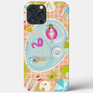 Bikini girls and guys playing swimming pool game iPhone 13 pro max case