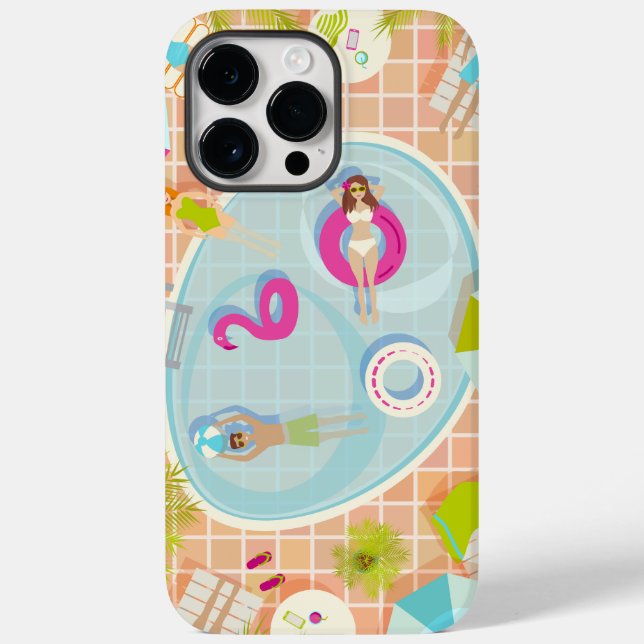 Bikini girls and guys playing swimming pool game Case-Mate iPhone case (Back)