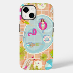 Bikini girls and guys playing swimming pool game Case-Mate iPhone 14 case