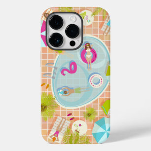 Bikini girls and guys playing swimming pool game Case-Mate iPhone 14 pro case