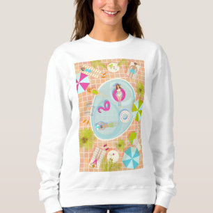 Bikini girls and guys playing swimming pool game sweatshirt
