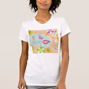 Bikini girls and guys playing swimming pool game T-Shirt