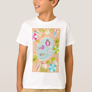 Bikini girls and guys playing swimming pool game T-Shirt