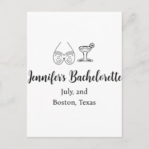 Bikini glass cocktail bachelorette party add name postcard