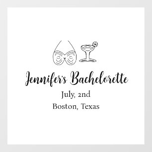 Bikini glass cocktail bachelorette party add name  window cling