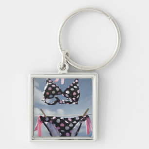 Bikini Hanging On A Clothesline Key Ring