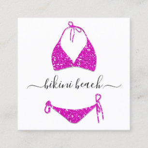 Bikini Lingerie Beach Costume Underwear Shop Pink Square Business Card