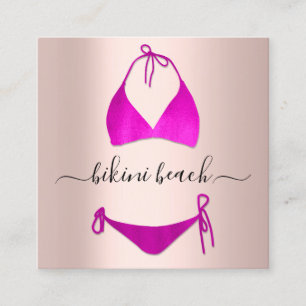 Bikini Lingerie Beach Costume Underwear Shop Rose Square Business Card