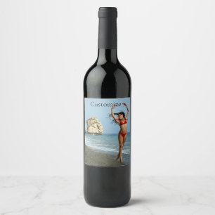 Bikini Model Dancing Thunder_Cove Wine Label