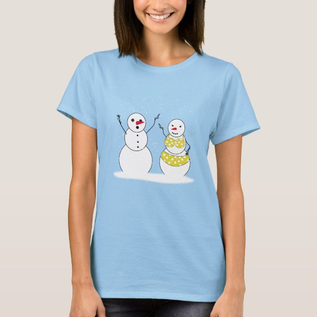 Bikini Time Snowmen T-Shirt (Front)