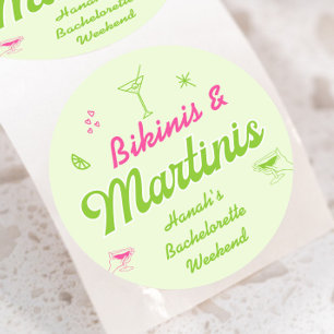 Bikinis and Martinis Bach Party Classic Round Sticker