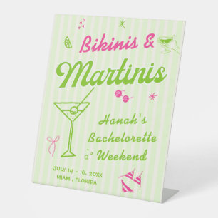 Bikinis and Martinis Bach Party  Pedestal Sign