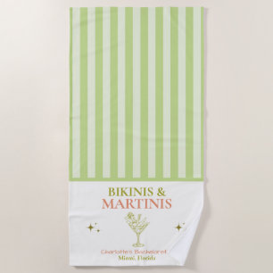 Bikinis and Martinis Bachelorette Bach Beach Towel