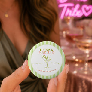 Bikinis and Martinis Bachelorette Party Bach Beach 6 Cm Round Badge