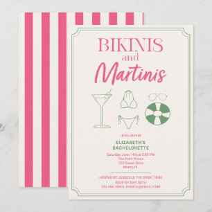 Bikinis and Martinis Bachelorette Party Weekend Invitation