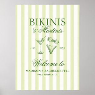 Bikinis and Martinis Bachelorette Welcome Poster