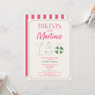 Bikinis and Martinis Bridal Shower Pink Green Invitation