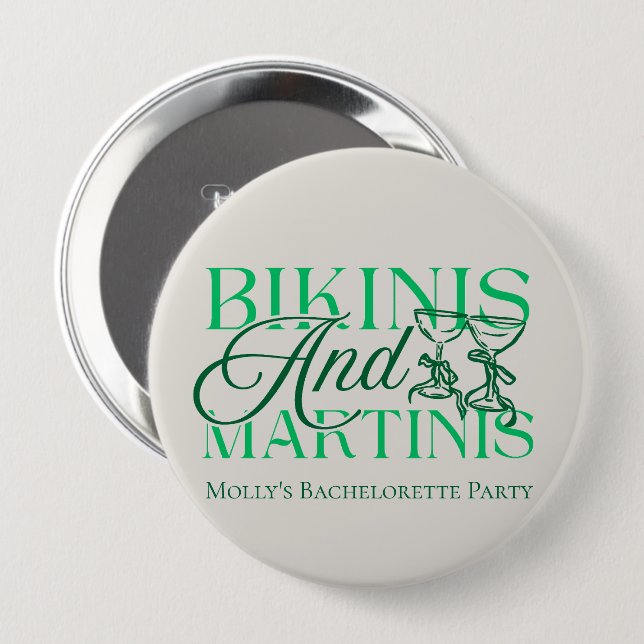 Bikinis and Martinis – Custom Bachelorette Party 10 Cm Round Badge (Front & Back)