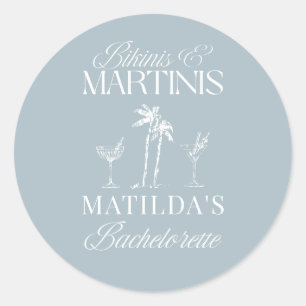 Bikinis and martinis Elegant vintage bachelorette Classic Round Sticker