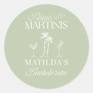 Bikinis and martinis Elegant vintage bachelorette Classic Round Sticker