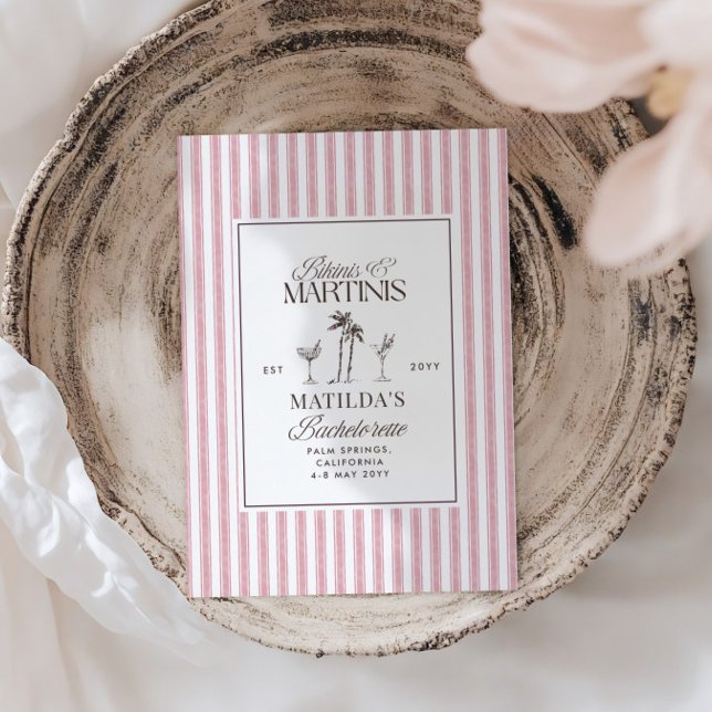 Bikinis and martinis Elegant vintage bachelorette Invitation (Creator Uploaded)