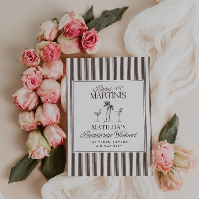 Bikinis and martinis Elegant vintage bachelorette Invitation (Creator Uploaded)