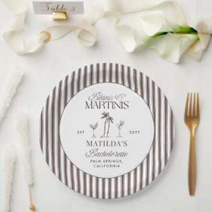 Bikinis and martinis Elegant vintage bachelorette Paper Plate