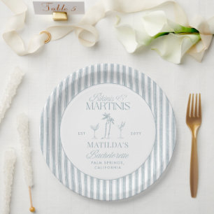 Bikinis and martinis Elegant vintage bachelorette Paper Plate