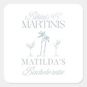 Bikinis and martinis Elegant vintage bachelorette Square Sticker