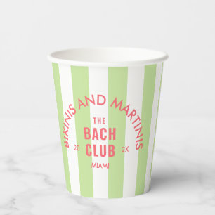 Bikinis And Martinis The Bach Club Green Stripe Paper Cups