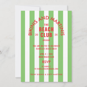 Bikinis And Martinis The Beach Club Cabana Party  Invitation