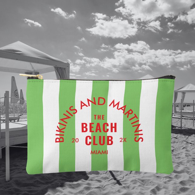 Bikinis And Martinis The Beach Club Green Stripe Accessory Pouch (Creator Uploaded)
