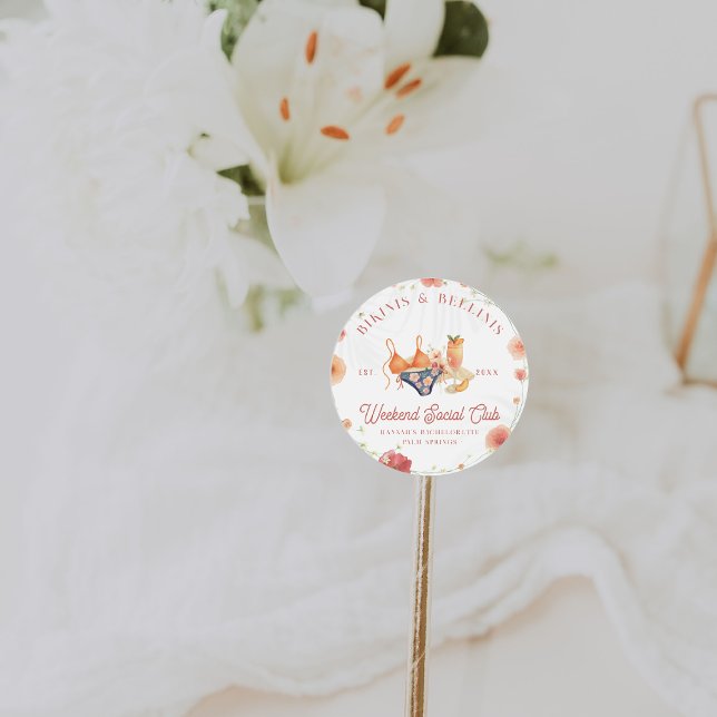 Bikinis & Bellinis Bachelorette Social Club Classic Round Sticker (Creator Uploaded)