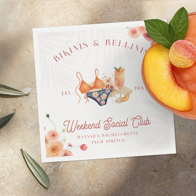 Bikinis & Bellinis Bachelorette Social Club Napkin (Creator Uploaded)
