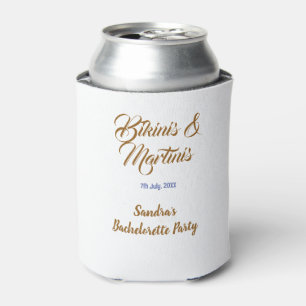 bikinis & martinis bachelorette party name brown can cooler