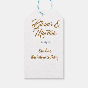 bikinis & martinis bachelorette party name brown  gift tags