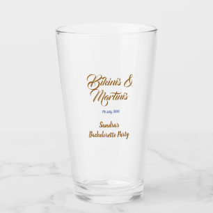 bikinis & martinis bachelorette party name brown glass