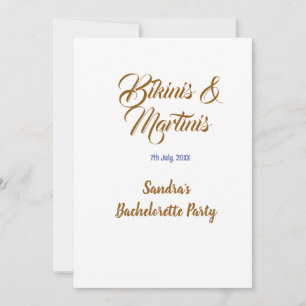 bikinis & martinis bachelorette party name brown invitation