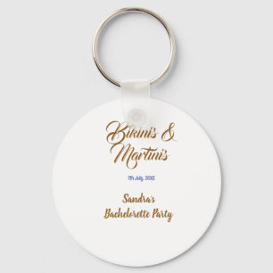 bikinis & martinis bachelorette party name brown key ring