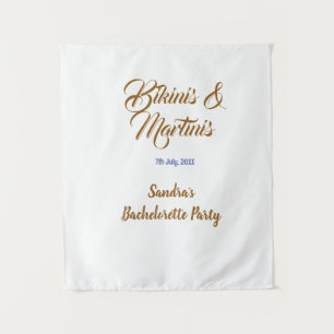 bikinis & martinis bachelorette party name brown tapestry