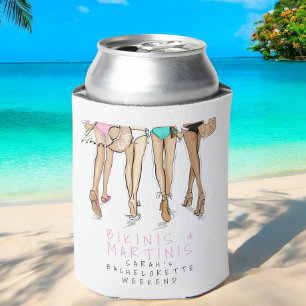 Bikinis & Martinis Bachelorette Party Weekend Name Can Cooler