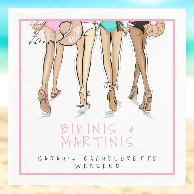 Bikinis & Martinis Bachelorette Party Weekend Napkin (Creator Uploaded)