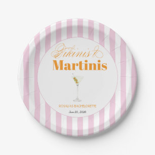 Bikinis & Martinis bachelorrette (Pink & Orange) Paper Plate