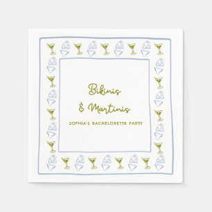 Bikinis & Martinis Blue Olive Bachelorette Party  Napkin