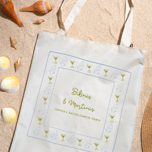 Bikinis & Martinis Blue Olive Bachelorette Party Tote Bag