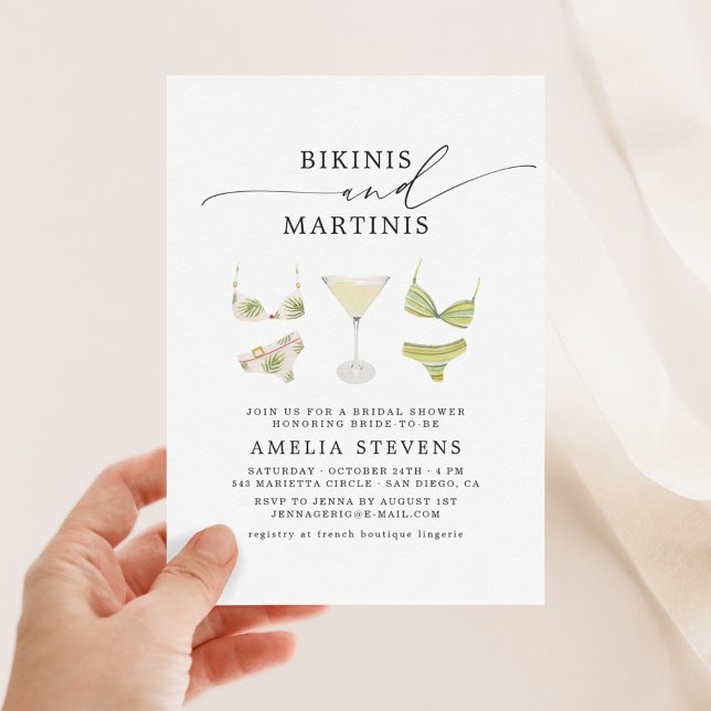 Bikinis & Martinis Bridal Shower Bachelorette Invitation (Creator Uploaded)