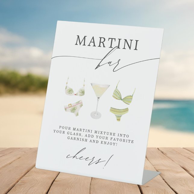 Bikinis & Martinis Bridal Shower Bachelorette Pedestal Sign (Creator Uploaded)