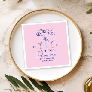 Bikinis & martinis Elegant pink navy bachelorette Napkin